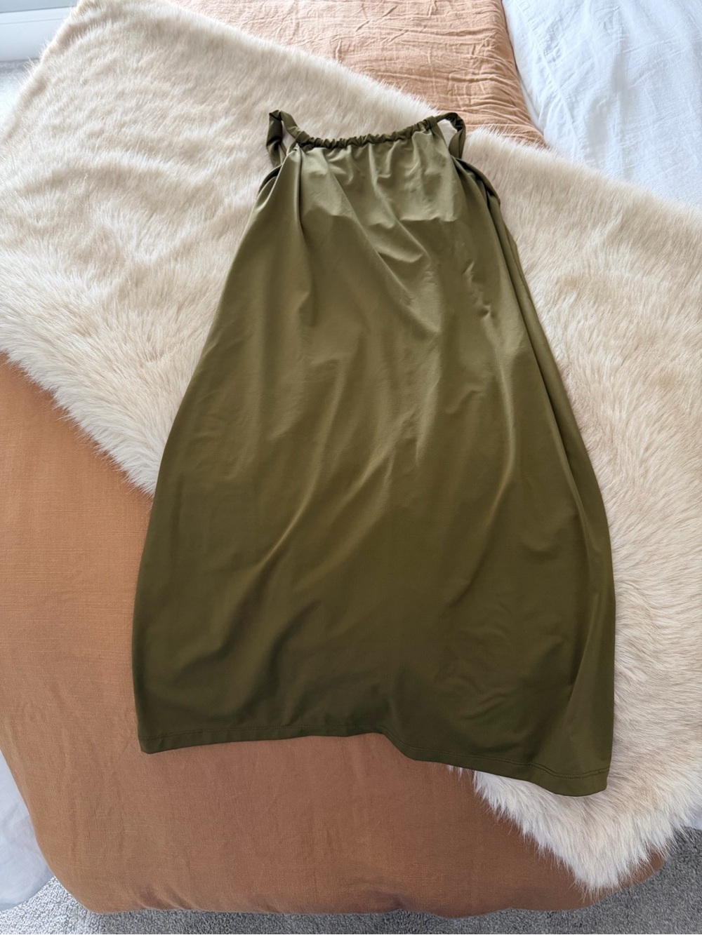 Athleta Olive Green Sleeveless A-Line Dress